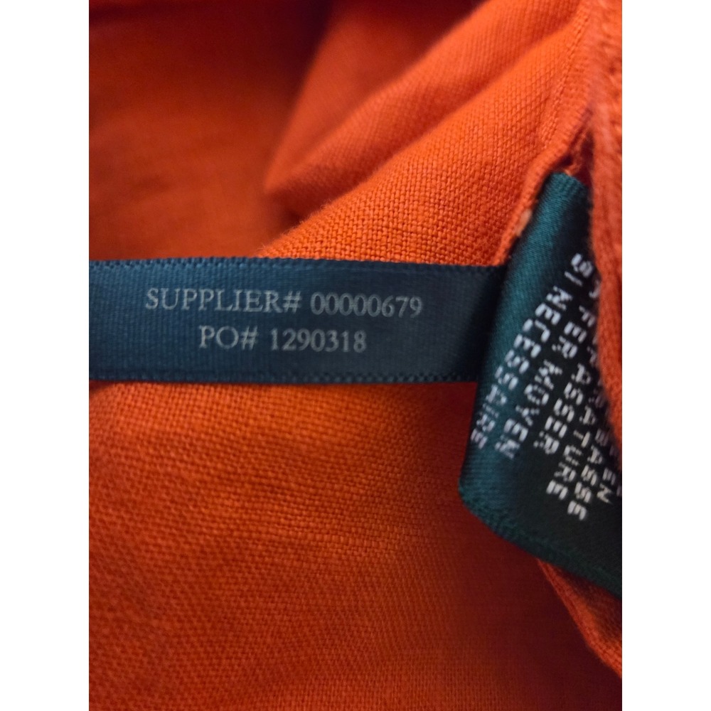 LAUREN Ralph Lauren Linen blouse Women's 2X Orange Roll Sleeve Pockets Button up - Picture 7 of 7